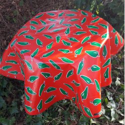 Rund voksdug   120 cm Chili Frugter