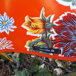 Rund voksdug 120 cm Orange Blomst