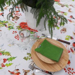 Juletekstildug med dyr og kristtjrn