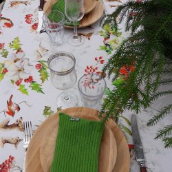 Juletekstildug med dyr og kristtjrn