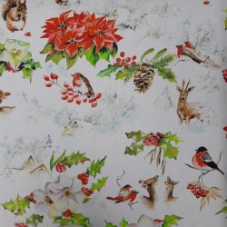 Juletekstildug med dyr og kristtjrn