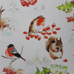 Juletekstildug med dyr og kristtjrn