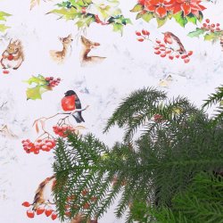 Juletekstildug med dyr og kristtjrn