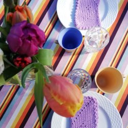 Rund Voksdug Elastik Au Maison Multi Stribet 140 cm