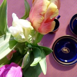 Rund Voksdug Diagonalt Orange og Lilla Strib Au Maison 140 cm