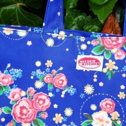 Taske Bl med Blomster