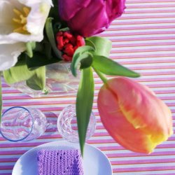 Rund Voksdug Elastik Au Maison Lines-Pink/Orange  60 cm