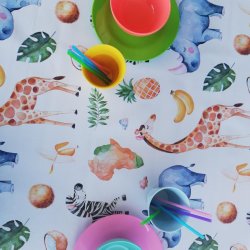 Brnevoksdug med Flodhest, Giraf og Zebra