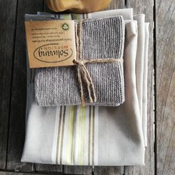 Viskestykke Edith Stribet Gr/Gul