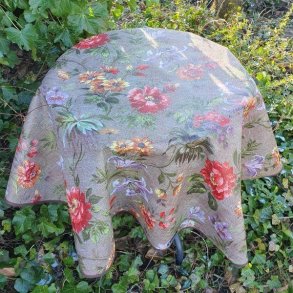 Rund voksdug 139 cm Retro Brun Blomst 