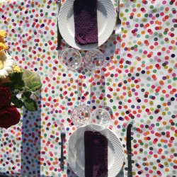 Rund voksdug med Elastik Confetti 138 cm