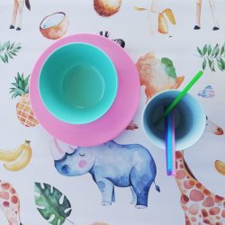 Brnevoksdug med Flodhest, Giraf og Zebra