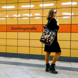 Cykeltaske Flower Power med skulderrem