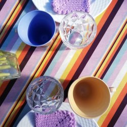 Rund Voksdug Elastik Au Maison Multi Stribet 140 cm