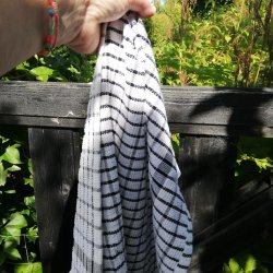 Viskestykke Frott Hvid med Sort 