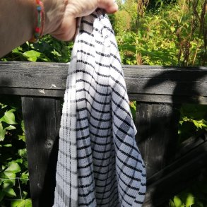 Viskestykke Frott Hvid med Sort 