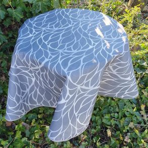 Rund tekstildug 139 cm Gr med hvidt mnster