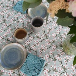 Au Maison Rund Voksdug Amalie Grn 140 cm med Kantebnd