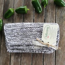 Grydelapper Sort/Hvid Meleret Strik