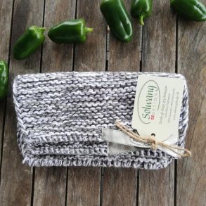 Grydelapper Sort/Hvid Meleret Strik