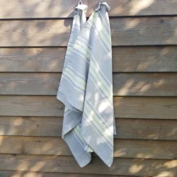 Viskestykke Edith Stribet Gr/Gul