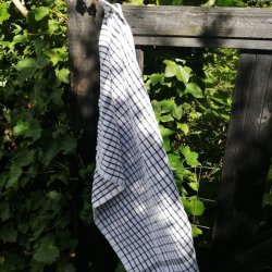 Viskestykke Frott Hvid med Sort 