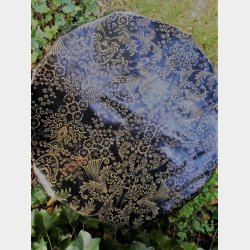 Rund voksdug 120 cm Sort med Paraiso Guld