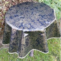 Rund voksdug 120 cm Sort med Paraiso Guld