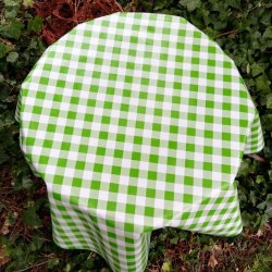 Rund voksdug 120 cm Grn og Hvide store Tern