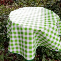 Rund voksdug 120 cm Grn og Hvide store Tern