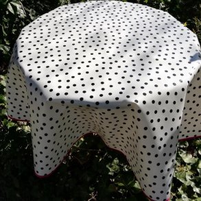 Rund voksdug 120 cm Hvid med Sort Prik