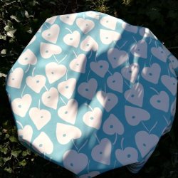 Rund voksdug 140 cm Turkis Love Heart