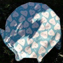 Rund voksdug 140 cm Turkis Love Heart