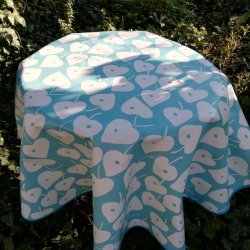 Rund voksdug 140 cm Turkis Love Heart