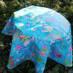 Rund voksdug 140 cm Turkis Provence