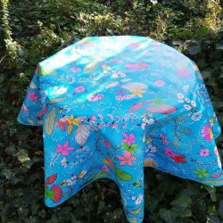 Rund voksdug 140 cm Turkis Provence