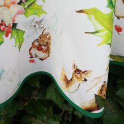 Rund tekstildug 139 cm Jul med Dyr og Kristtjrn