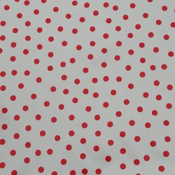 Lunares hvid voksdug med rde prikker