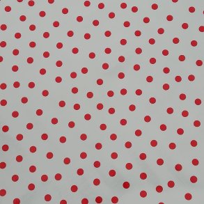 Rund voksdug med Elastik Hvid med Rd Prik 120 cm