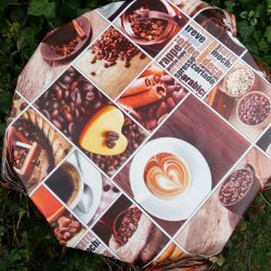 Rund voksdug 140 cm Kaffemnstret