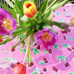 Rund voksdug med Elastik Cherry Red 119 cm