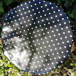 Rund voksdug 140 cm Sort med Hvide Prikker