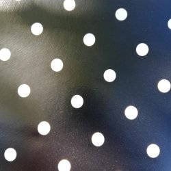 Rund voksdug 140 cm Sort med Hvide Prikker