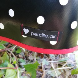 Rund voksdug 140 cm Sort med Hvide Prikker