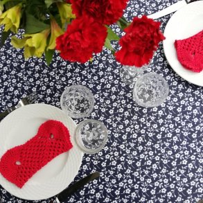 Rund tekstildug med Elastik Bl Blomst 135 cm