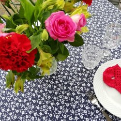 Tekstildug Bl Blomst Olga