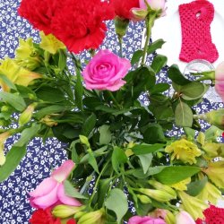 Tekstildug Bl Blomst Olga