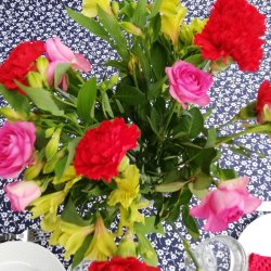 Tekstildug Bl Blomst Olga