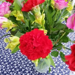 Tekstildug Bl Blomst Olga