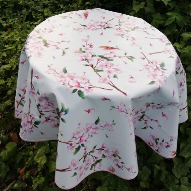 Rund voksdug 139 cm Rosa Fugl